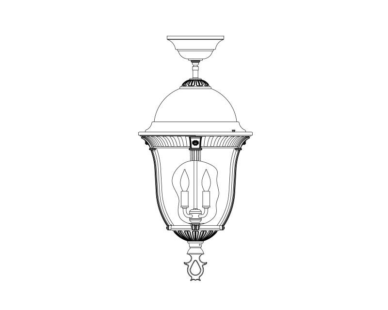 Milano, Large, aluminum, Ceiling Mount, Clear glass, (4) 25W B10, 120V